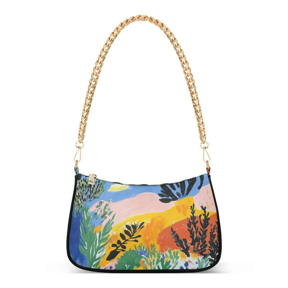 FORMRS Womens Shoulder Bag with Chain Strap Clutch Purse Cute Tote Handbag, Colorful Landscape