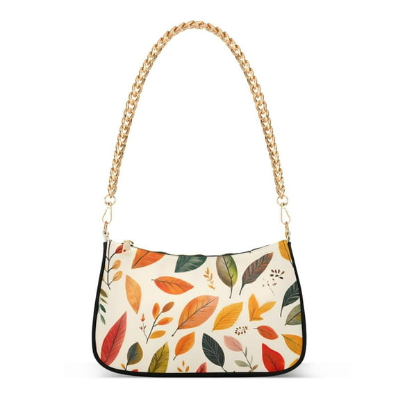 FORMRS Womens Shoulder Bag with Chain Strap Clutch Purse Cute Tote Handbag, Colorful Leaves