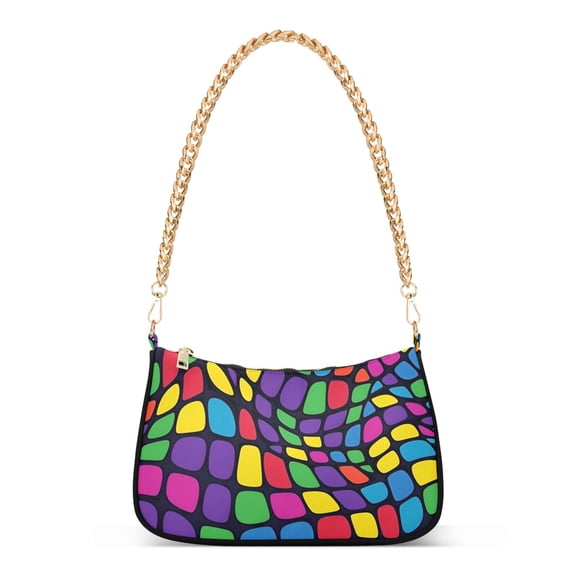 FORMRS Womens Shoulder Bag with Chain Strap Clutch Purse Cute Tote Handbag, Colorful Psychedelic