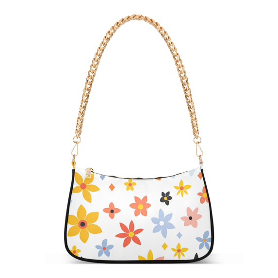 FORMRS Womens Shoulder Bag with Chain Strap Clutch Purse Cute Tote Handbag, Colorful Retro Floral