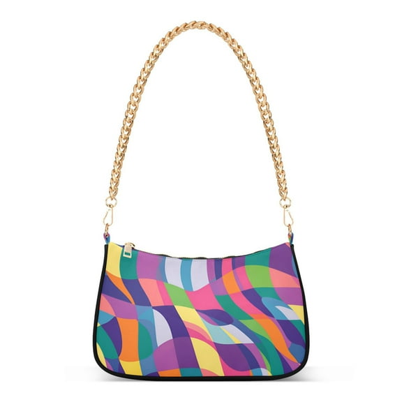FORMRS Womens Shoulder Bag with Chain Strap Clutch Purse Cute Tote Handbag, Colorful Wavy Pattern