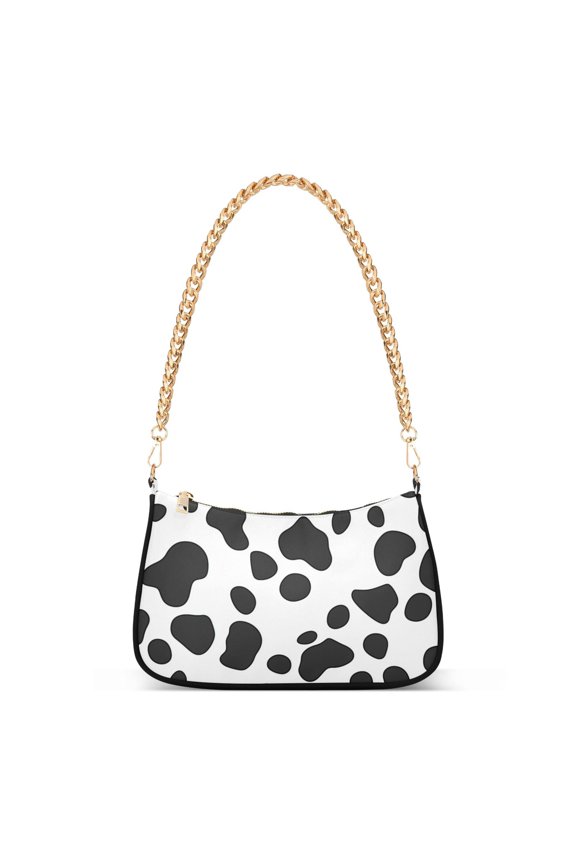 Womens Shoulder Bag with Chain Strap Clutch Purse Cute Tote Handbag, Cow Spots