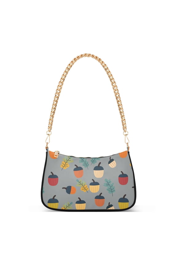 Womens Shoulder Bag with Chain Strap Clutch Purse Cute Tote Handbag, Cute Acorns Pattern