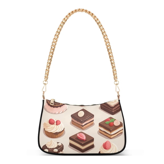 FORMRS Womens Shoulder Bag with Chain Strap Clutch Purse Cute Tote Handbag, Cute Chocolate Cakes