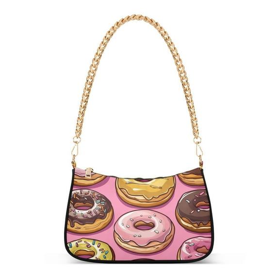 FORMRS Womens Shoulder Bag with Chain Strap Clutch Purse Cute Tote Handbag, Cute Doughnuts Pattern