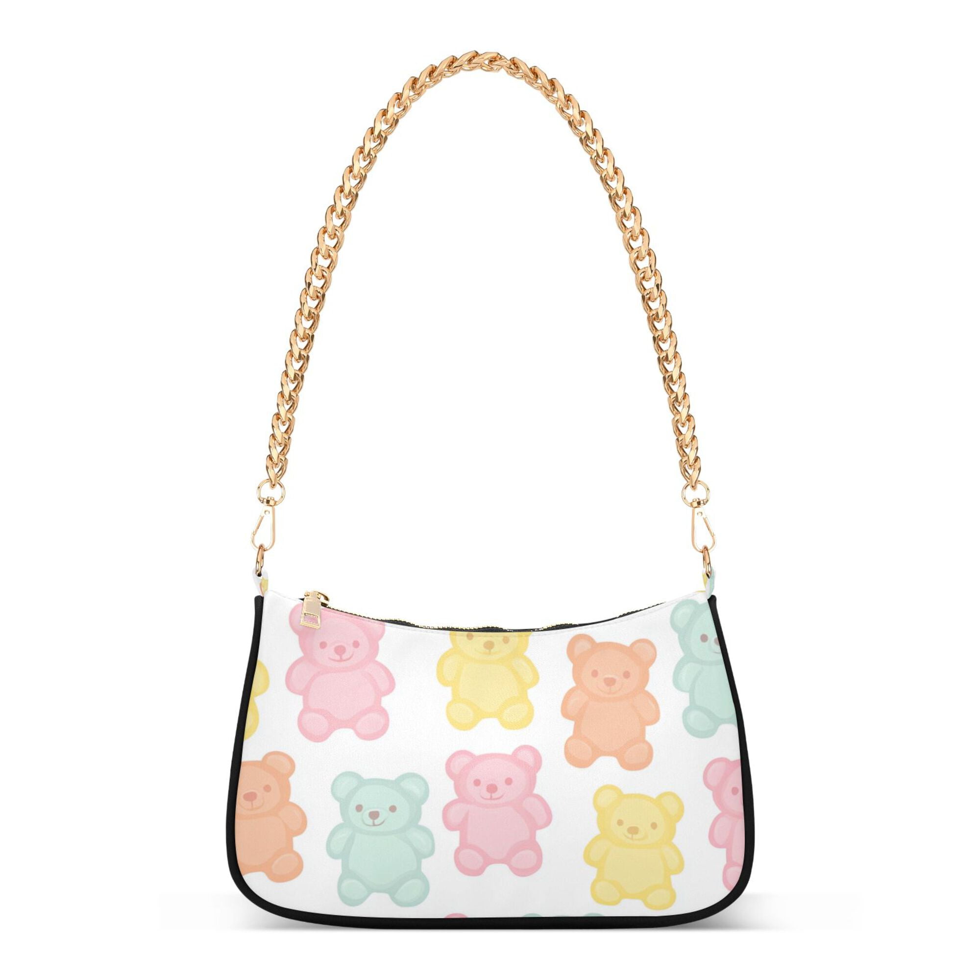 FORMRS Womens Shoulder Bag with Chain Strap Clutch Purse Cute Tote Handbag, Cute Gummy Bears Pattern