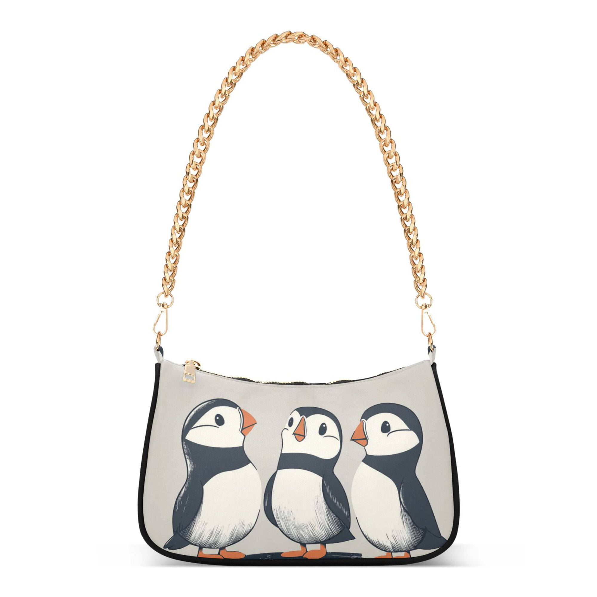 FORMRS Womens Shoulder Bag with Chain Strap Clutch Purse Cute Tote Handbag, Cute Puffin