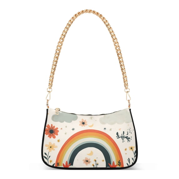 FORMRS Womens Shoulder Bag with Chain Strap Clutch Purse Cute Tote Handbag, Cute Rainbow