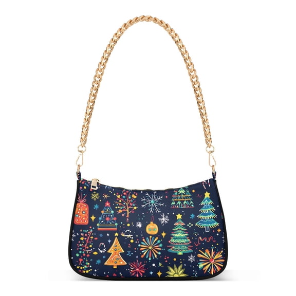FORMRS Womens Shoulder Bag with Chain Strap Clutch Purse Cute Tote Handbag, Dark Blue Christmas
