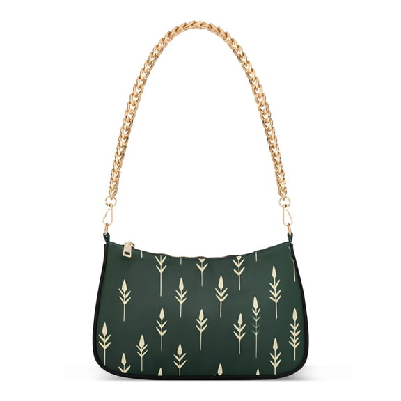 FORMRS Womens Shoulder Bag with Chain Strap Clutch Purse Cute Tote Handbag, Dark Green Plants
