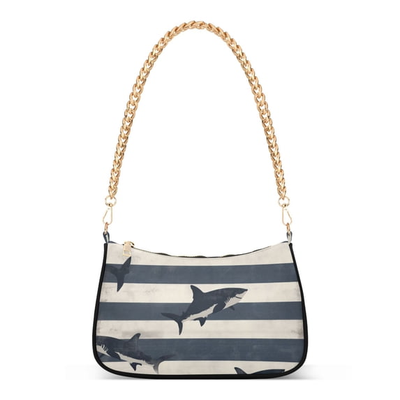 FORMRS Womens Shoulder Bag with Chain Strap Clutch Purse Cute Tote Handbag, Dark Sharks