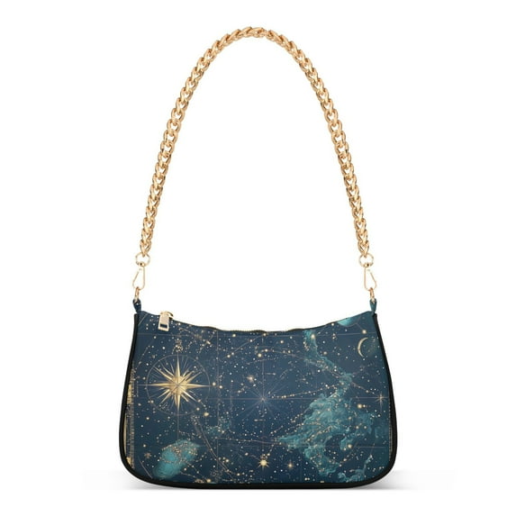 FORMRS Womens Shoulder Bag with Chain Strap Clutch Purse Cute Tote Handbag, Dark Star Map