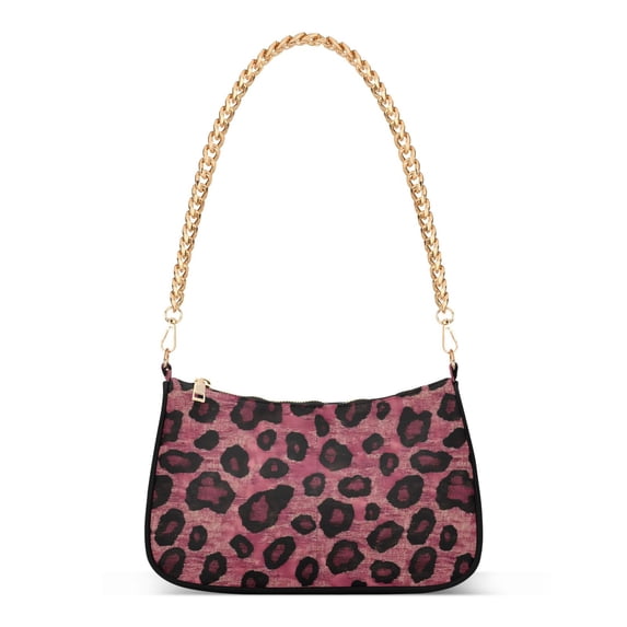 FORMRS Womens Shoulder Bag with Chain Strap Clutch Purse Cute Tote Handbag, Deep Red Leopard Pattern