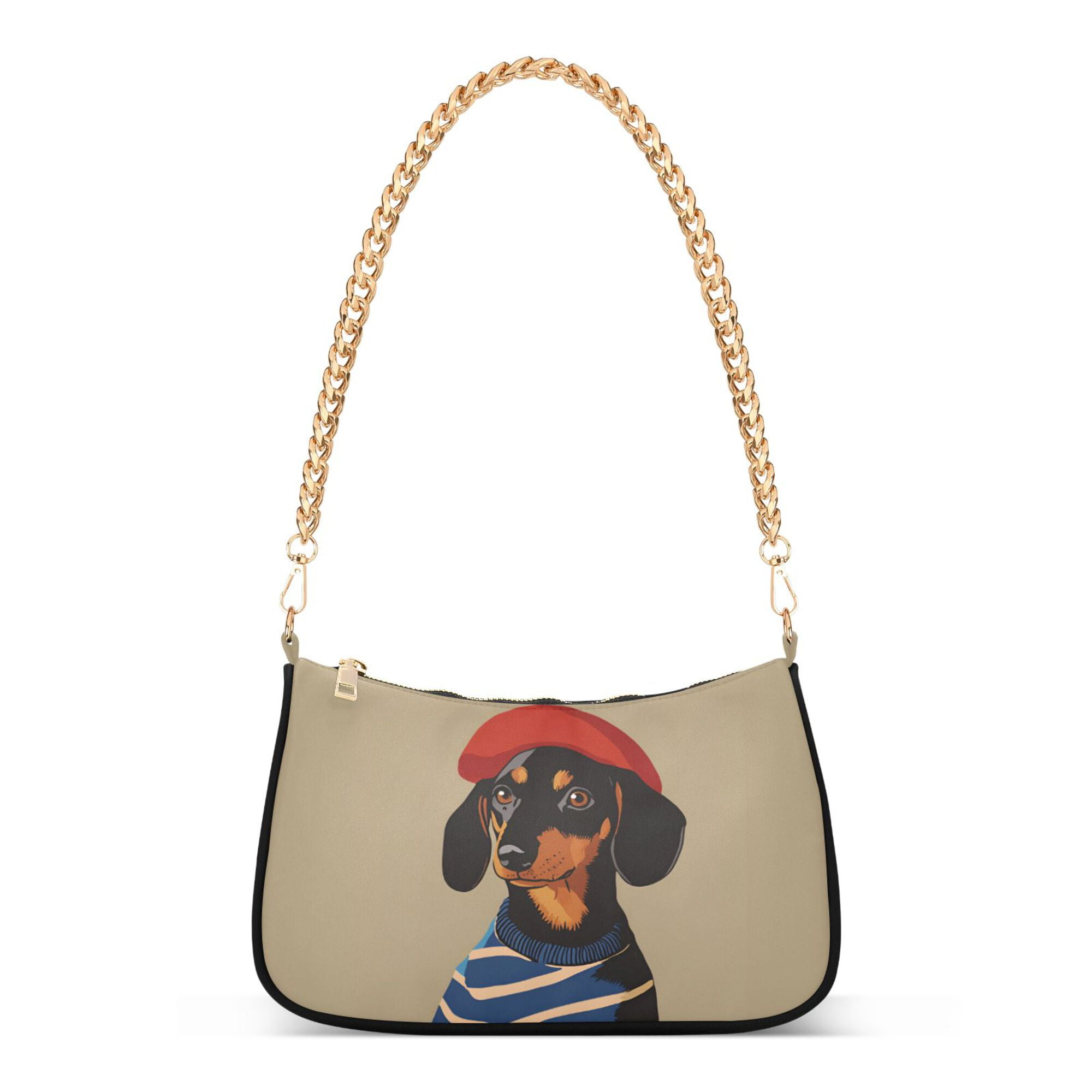 FORMRS Womens Shoulder Bag with Chain Strap Clutch Purse Cute Tote Handbag, Dog Artist