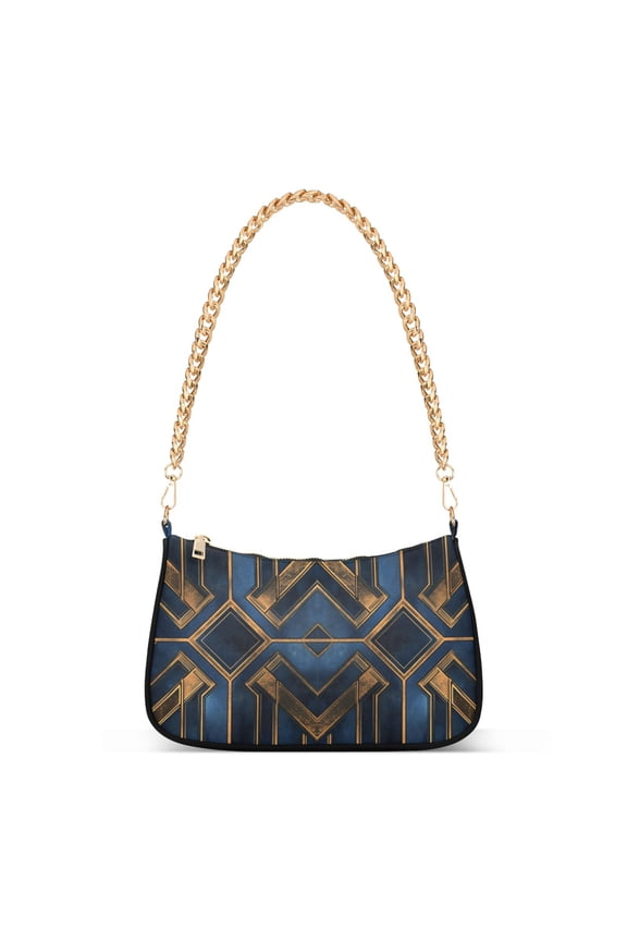 Womens Shoulder Bag with Chain Strap Clutch Purse Cute Tote Handbag, Elegant Geometric Pattern