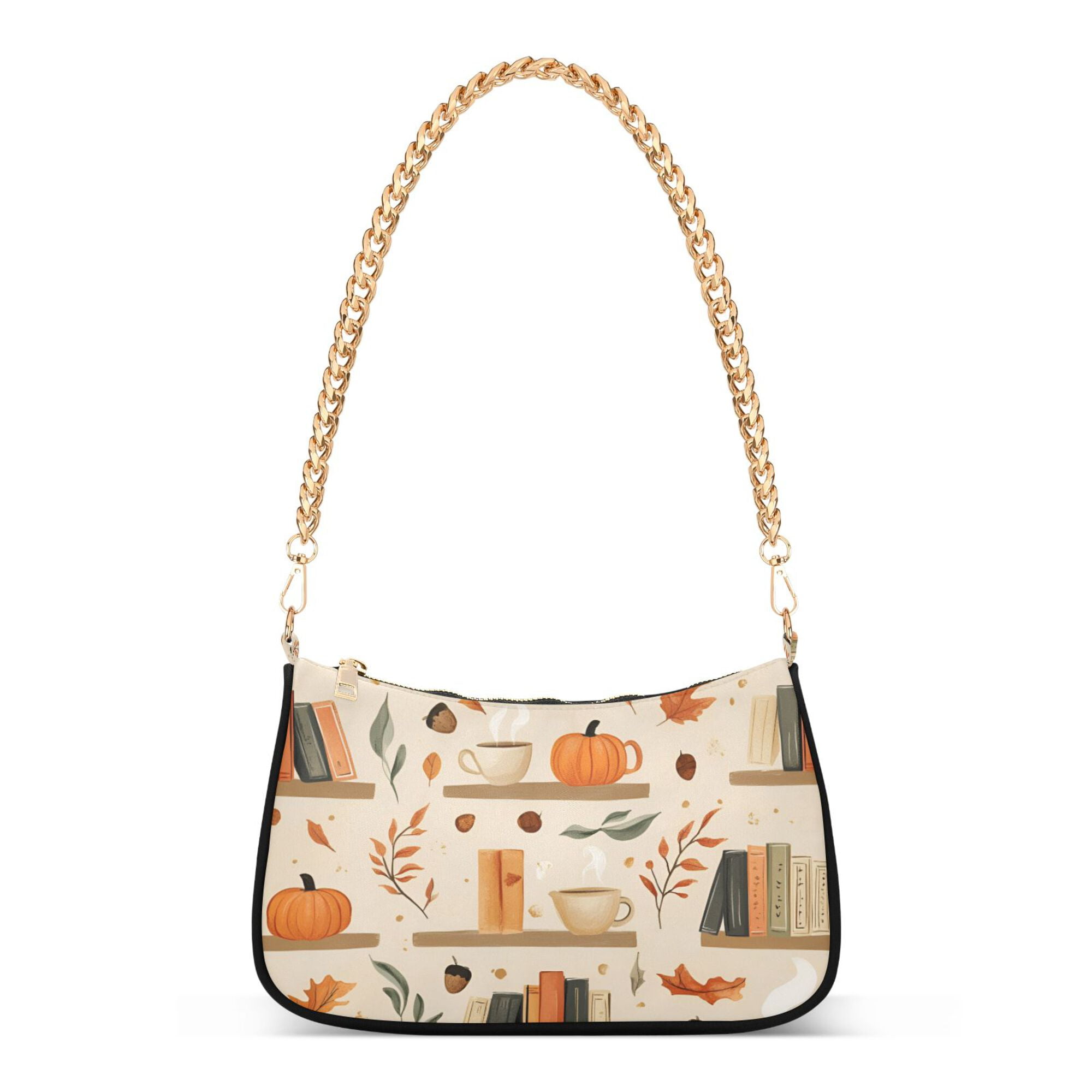 FORMRS Womens Shoulder Bag with Chain Strap Clutch Purse Cute Tote Handbag, Fall Book Shelf