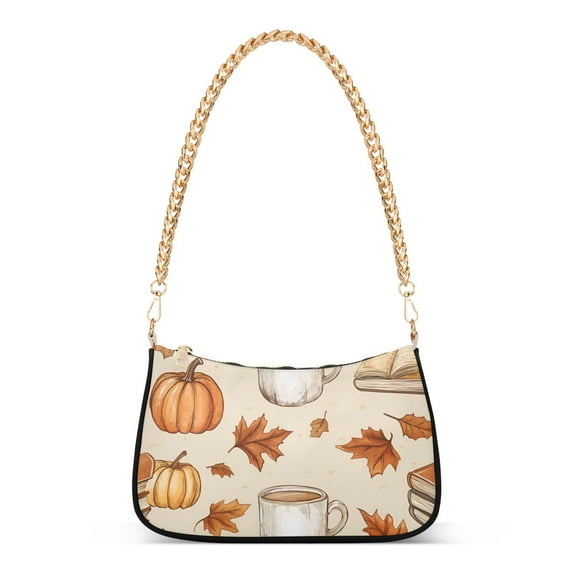 FORMRS Womens Shoulder Bag with Chain Strap Clutch Purse Cute Tote Handbag, Fall Mug Pattern