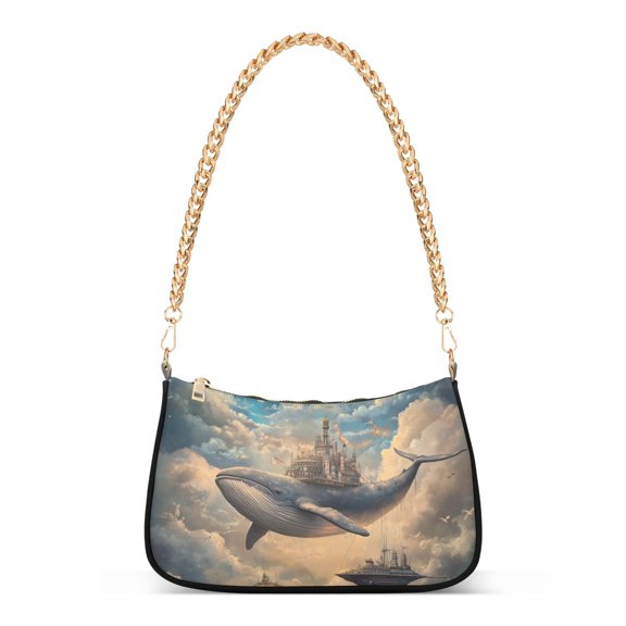 FORMRS Womens Shoulder Bag with Chain Strap Clutch Purse Cute Tote Handbag, Floating Whale