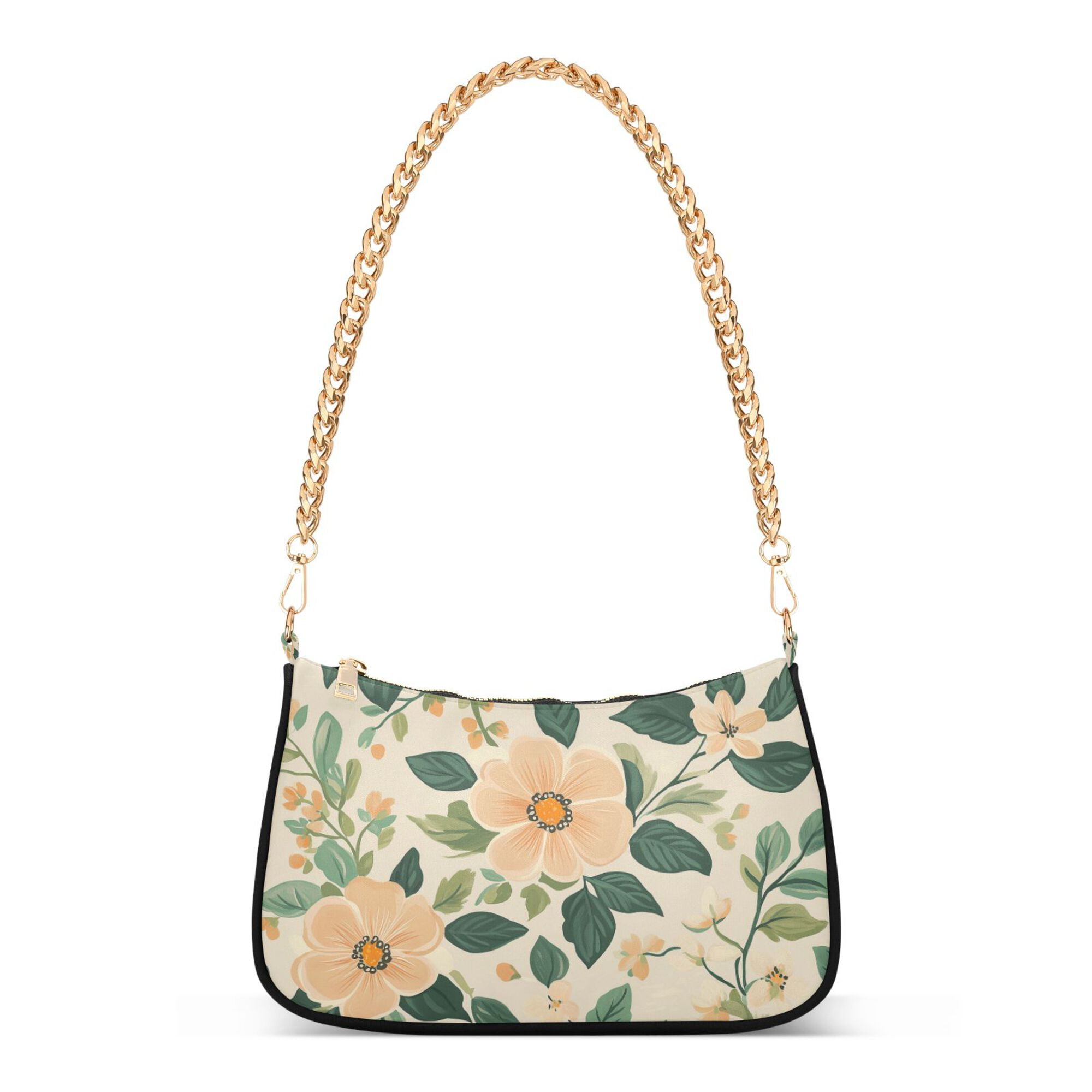 FORMRS Womens Shoulder Bag with Chain Strap Clutch Purse Cute Tote Handbag, Floral Design