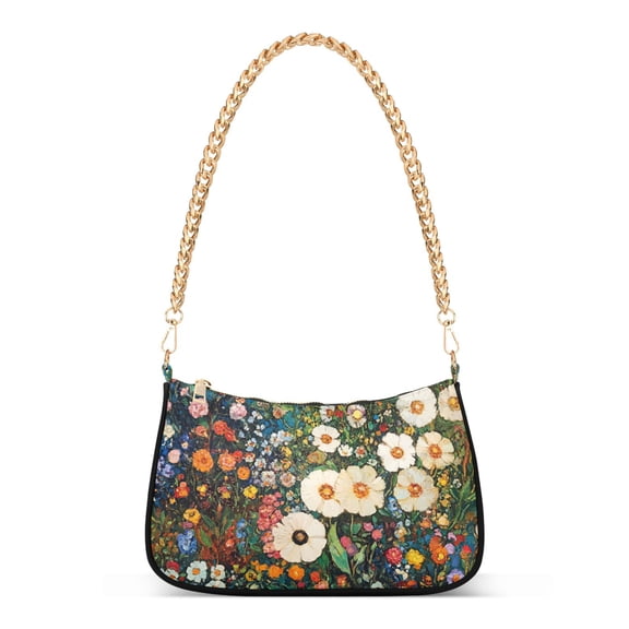 FORMRS Womens Shoulder Bag with Chain Strap Clutch Purse Cute Tote Handbag, Floral Garden