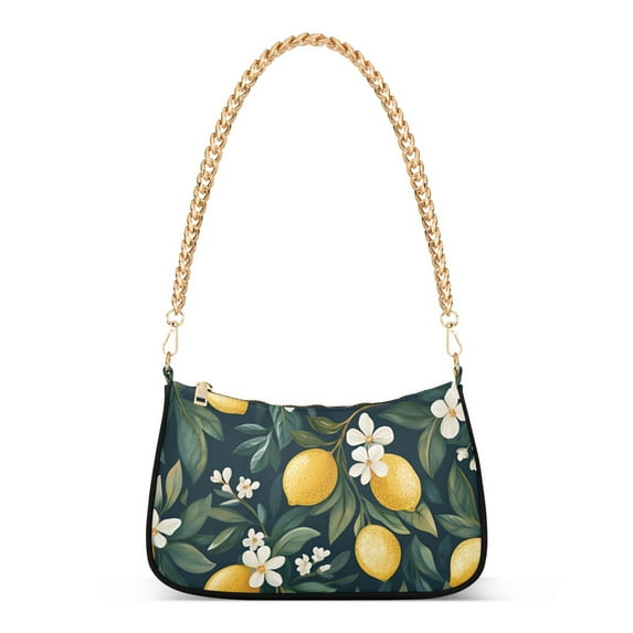 FORMRS Womens Shoulder Bag with Chain Strap Clutch Purse Cute Tote Handbag, Floral Lemons