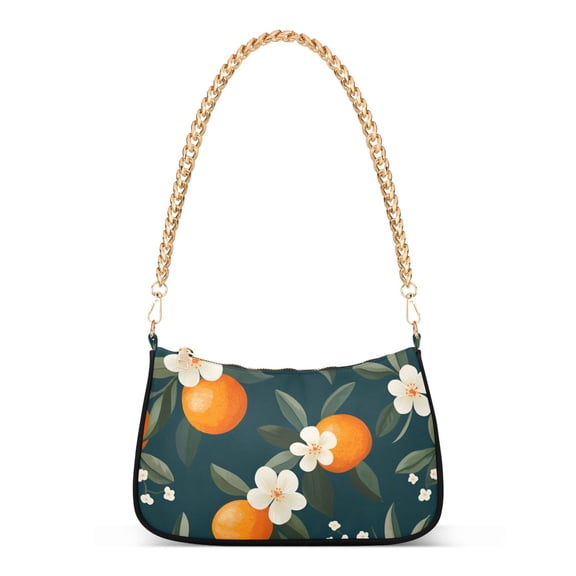 FORMRS Womens Shoulder Bag with Chain Strap Clutch Purse Cute Tote Handbag, Floral Oranges