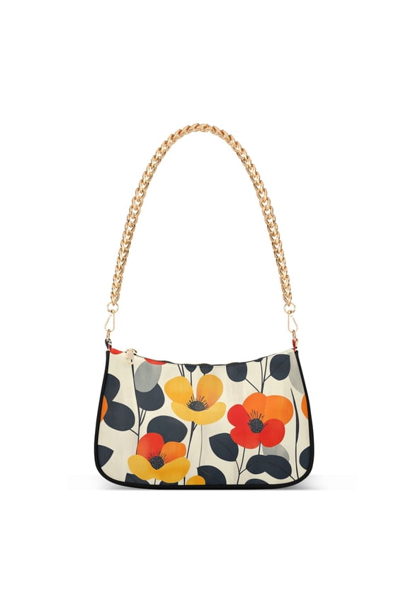 Womens Shoulder Bag with Chain Strap Clutch Purse Cute Tote Handbag, Floral Pattern