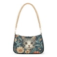 thumbnail image 1 of FORMRS Womens Shoulder Bag with Chain Strap Clutch Purse Cute Tote Handbag, Flowers Cat, 1 of 7