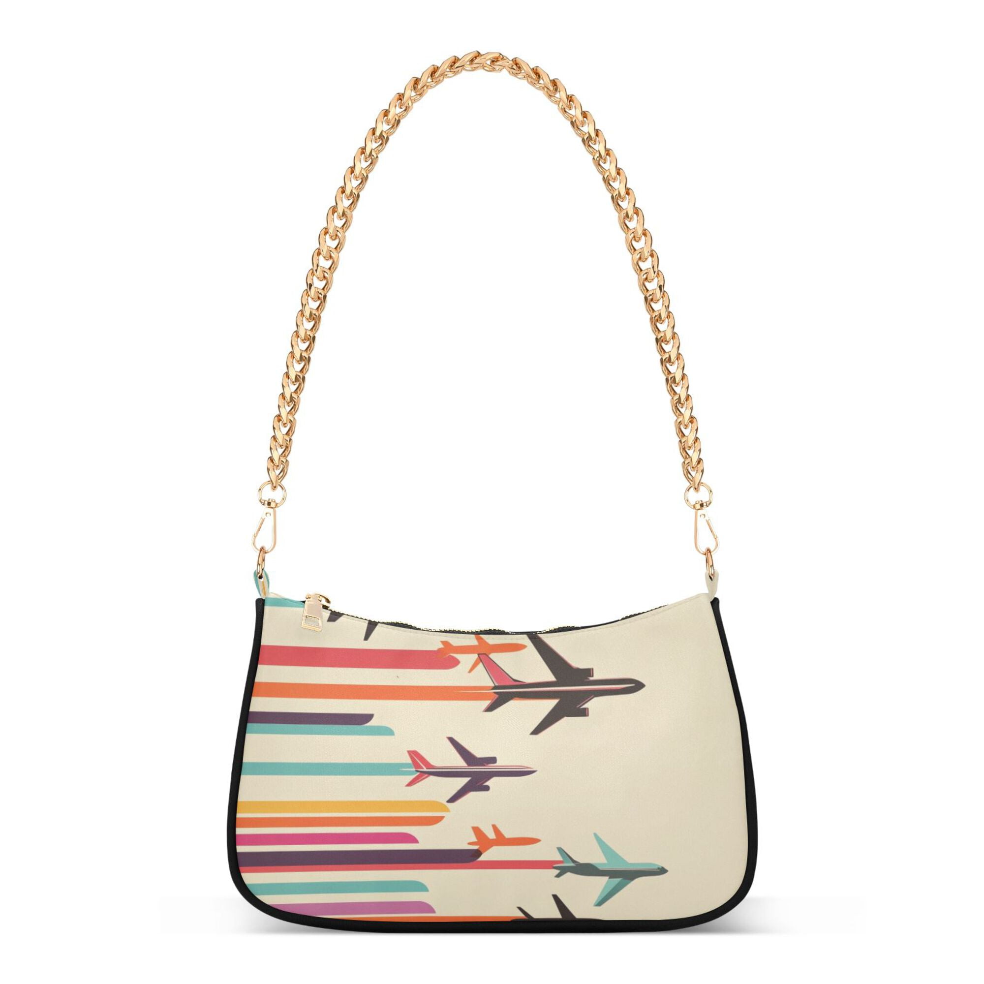 FORMRS Womens Shoulder Bag with Chain Strap Clutch Purse Cute Tote Handbag, Flying Planes