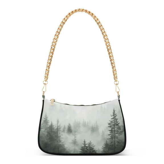 FORMRS Womens Shoulder Bag with Chain Strap Clutch Purse Cute Tote Handbag, Foggy Forest