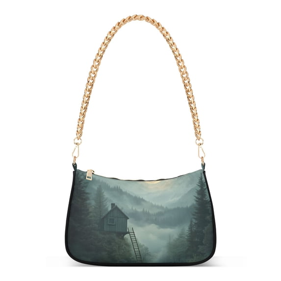 FORMRS Womens Shoulder Bag with Chain Strap Clutch Purse Cute Tote Handbag, Forest House