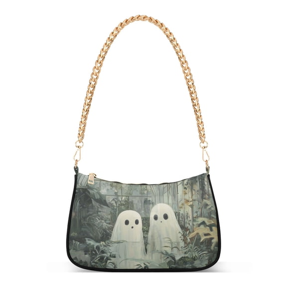FORMRS Womens Shoulder Bag with Chain Strap Clutch Purse Cute Tote Handbag, Ghosts Playing in A Garden