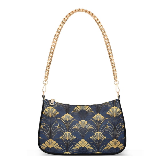 FORMRS Womens Shoulder Bag with Chain Strap Clutch Purse Cute Tote Handbag, Gold Art Pattern