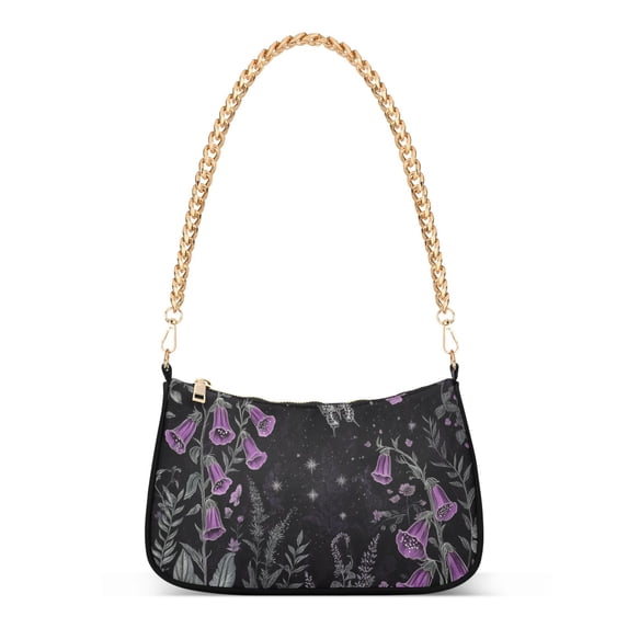 FORMRS Womens Shoulder Bag with Chain Strap Clutch Purse Cute Tote Handbag, Gothic Floral Print
