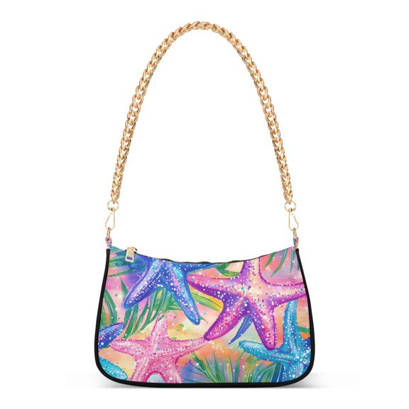 FORMRS Womens Shoulder Bag with Chain Strap Clutch Purse Cute Tote Handbag, Gradient Starfish Pattern