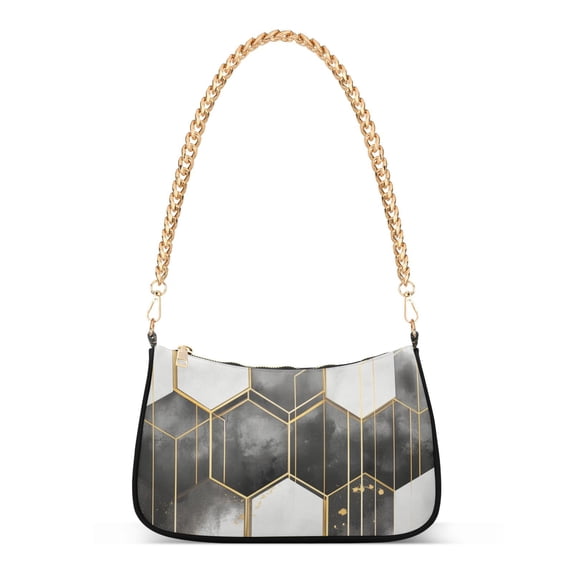 FORMRS Womens Shoulder Bag with Chain Strap Clutch Purse Cute Tote Handbag, Gray Hexagons