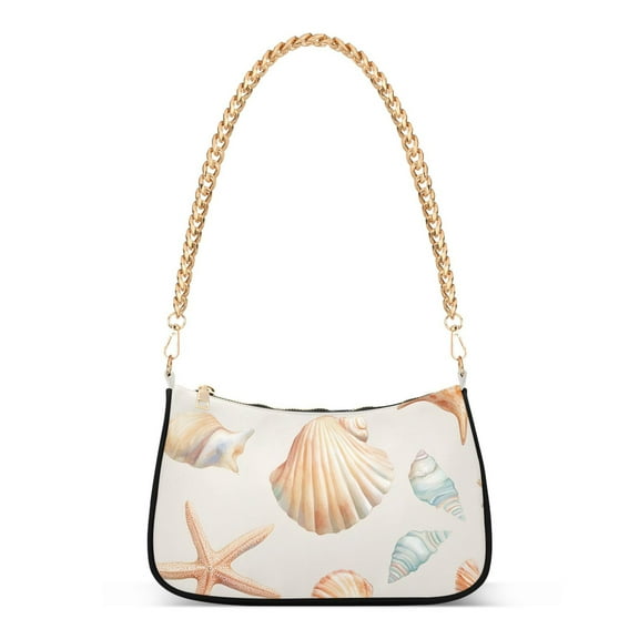 FORMRS Womens Shoulder Bag with Chain Strap Clutch Purse Cute Tote Handbag, Gray Seashell