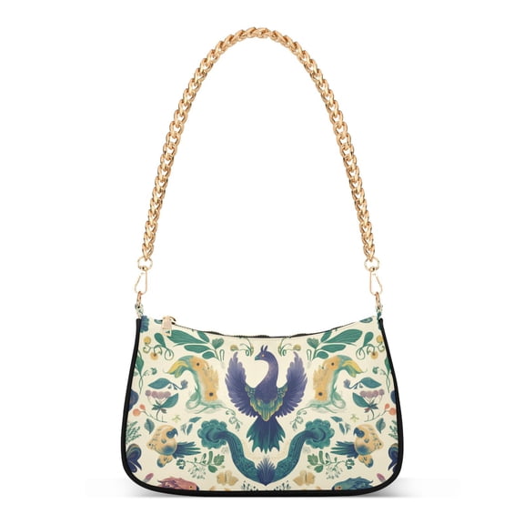 FORMRS Womens Shoulder Bag with Chain Strap Clutch Purse Cute Tote Handbag, Green Animals Pattern