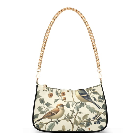 FORMRS Womens Shoulder Bag with Chain Strap Clutch Purse Cute Tote Handbag, Green Birds
