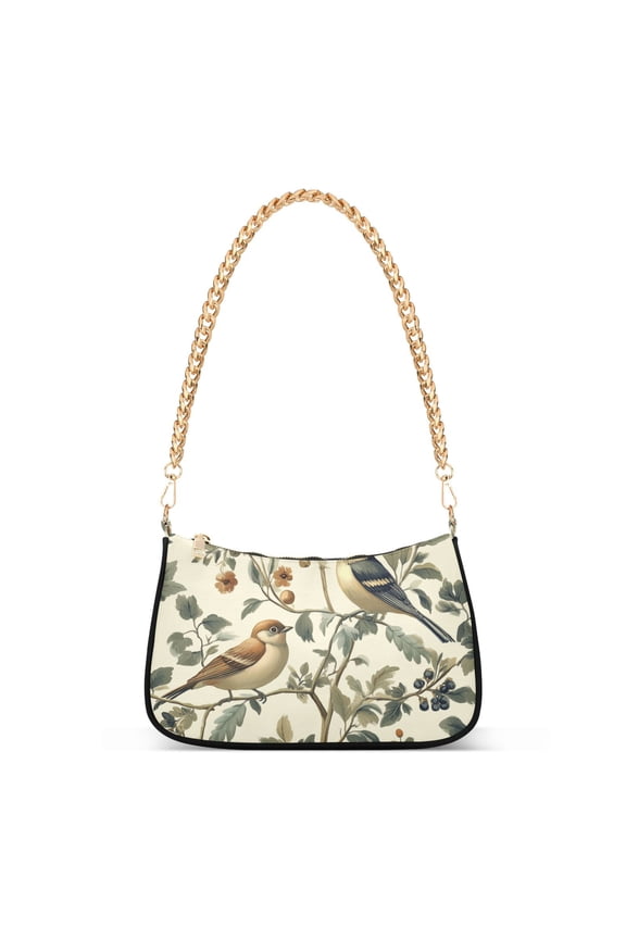 Womens Shoulder Bag with Chain Strap Clutch Purse Cute Tote Handbag, Green Birds