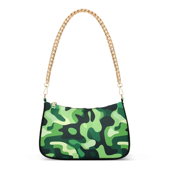 FORMRS Womens Shoulder Bag with Chain Strap Clutch Purse Cute Tote Handbag, Green Camouflage Pattern