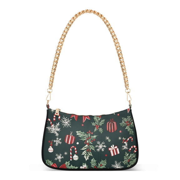 FORMRS Womens Shoulder Bag with Chain Strap Clutch Purse Cute Tote Handbag, Green Christmas