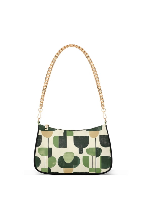 Womens Shoulder Bag with Chain Strap Clutch Purse Cute Tote Handbag, Green Circle