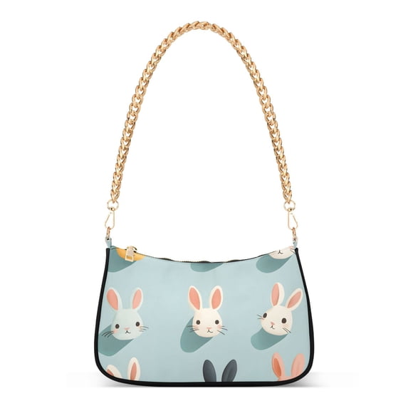 FORMRS Womens Shoulder Bag with Chain Strap Clutch Purse Cute Tote Handbag, Green Cute Rabbits