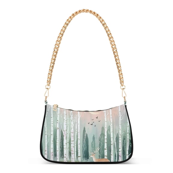 FORMRS Womens Shoulder Bag with Chain Strap Clutch Purse Cute Tote Handbag, Green Deer