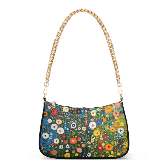 FORMRS Womens Shoulder Bag with Chain Strap Clutch Purse Cute Tote Handbag, Green Floral Garden