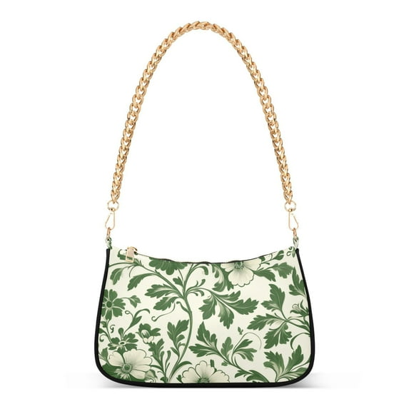FORMRS Womens Shoulder Bag with Chain Strap Clutch Purse Cute Tote Handbag, Green Floral