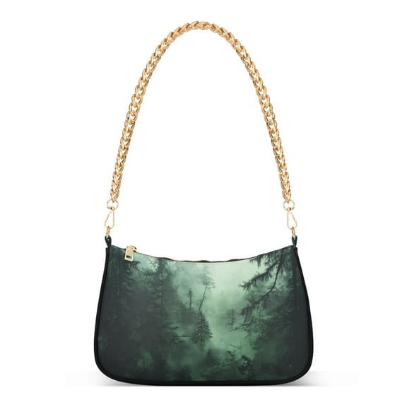 FORMRS Womens Shoulder Bag with Chain Strap Clutch Purse Cute Tote Handbag, Green Forest