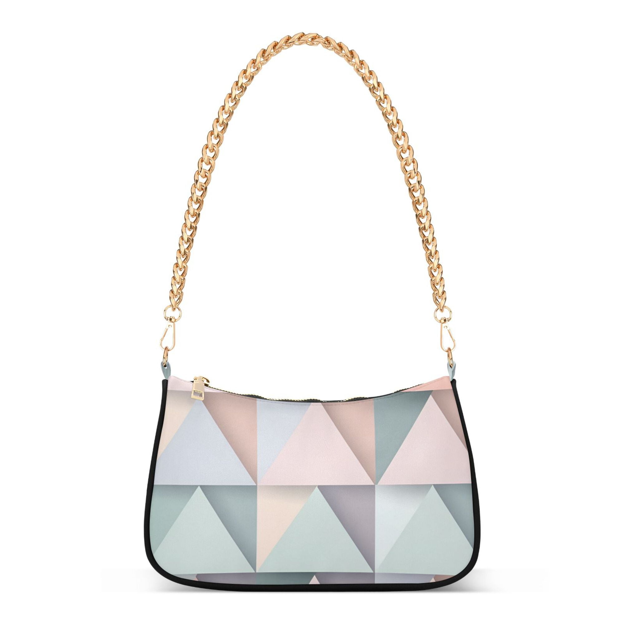FORMRS Womens Shoulder Bag with Chain Strap Clutch Purse Cute Tote Handbag, Green Geometric