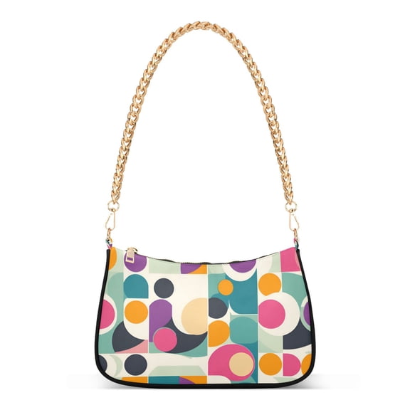 FORMRS Womens Shoulder Bag with Chain Strap Clutch Purse Cute Tote Handbag, Green Geometric